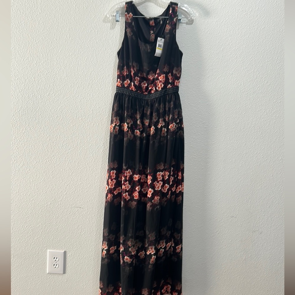 Jessica Simpson lulu Maxi Dress Black Large English Floral  Sz: Medium